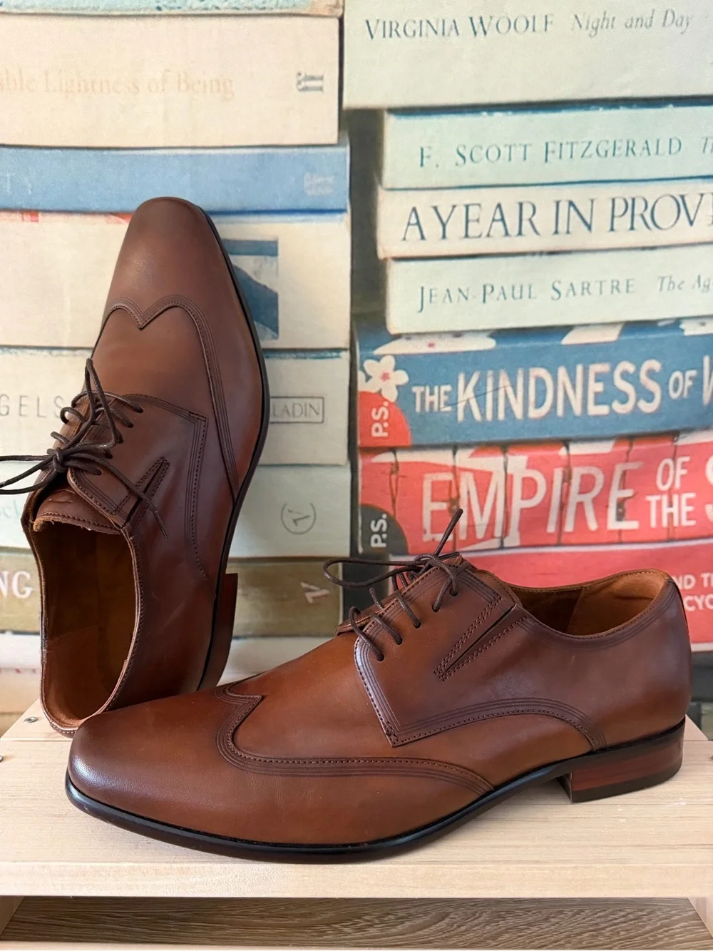 Florsheim Brown Leather Wingtip-Style Lace-Up Oxfords